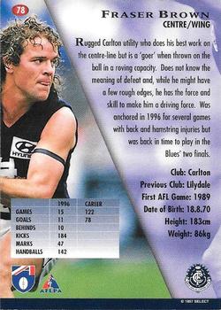 1997 Select AFL Ultimate Series #78 Fraser Brown Back